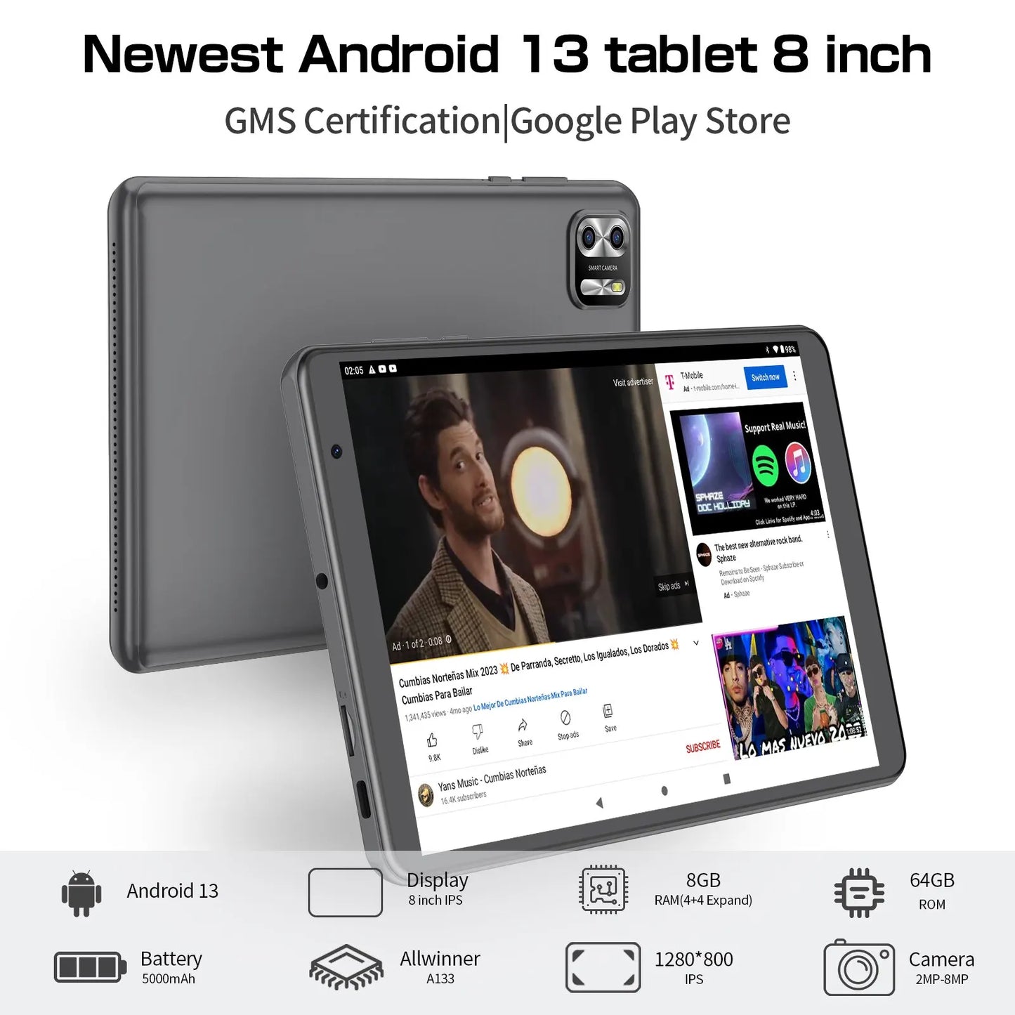 Smart 8" Touch Screen Tablet